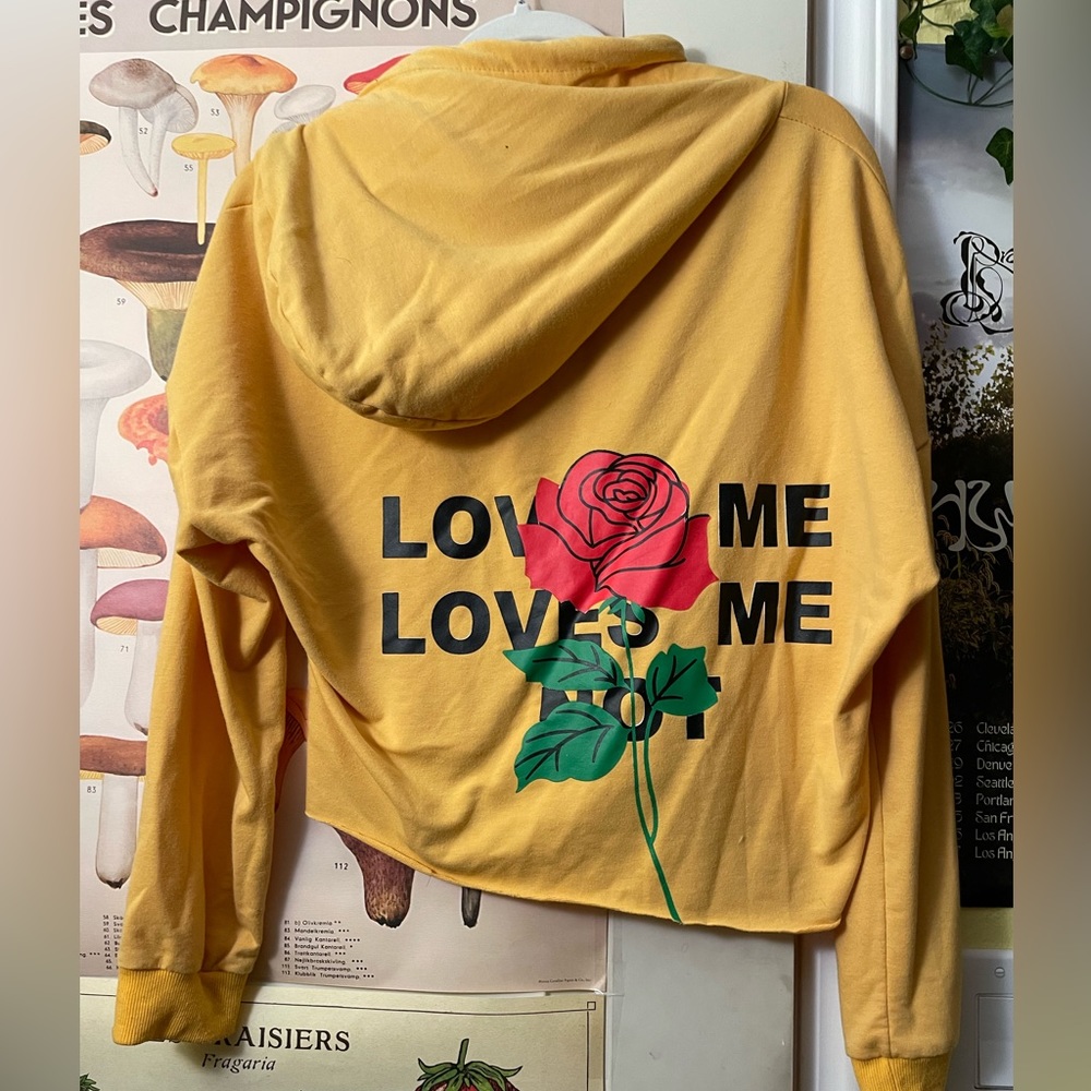 Mustard yellow cropped hoodie